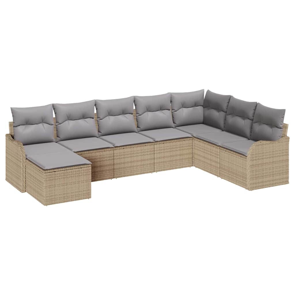 Ensemble de canapé de jardin 8 pc Beige polyrotin