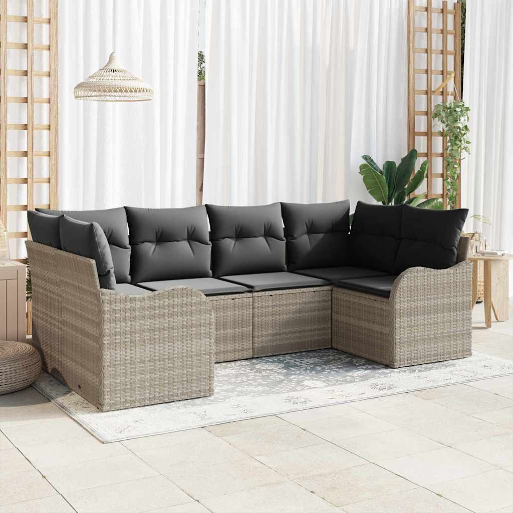 Ensemble de canapé de jardin 6 pcs Gris clair Poly rotin