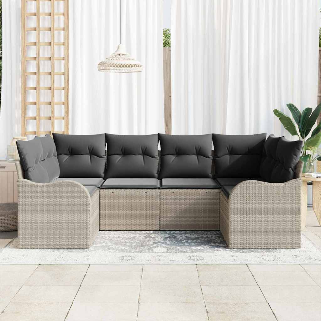 Ensemble de canapé de jardin 6 pcs Gris clair Poly rotin