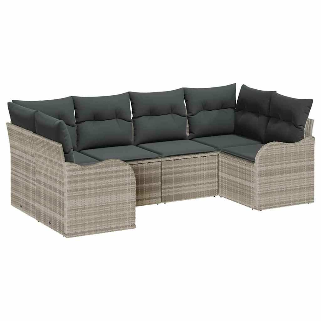 Ensemble de canapé de jardin 6 pcs Gris clair Poly rotin