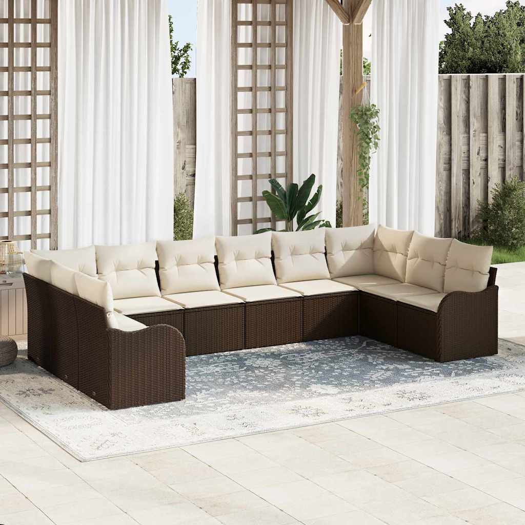 Ensemble de canapé de jardin Marron 344 x 177,5 x 85 cm