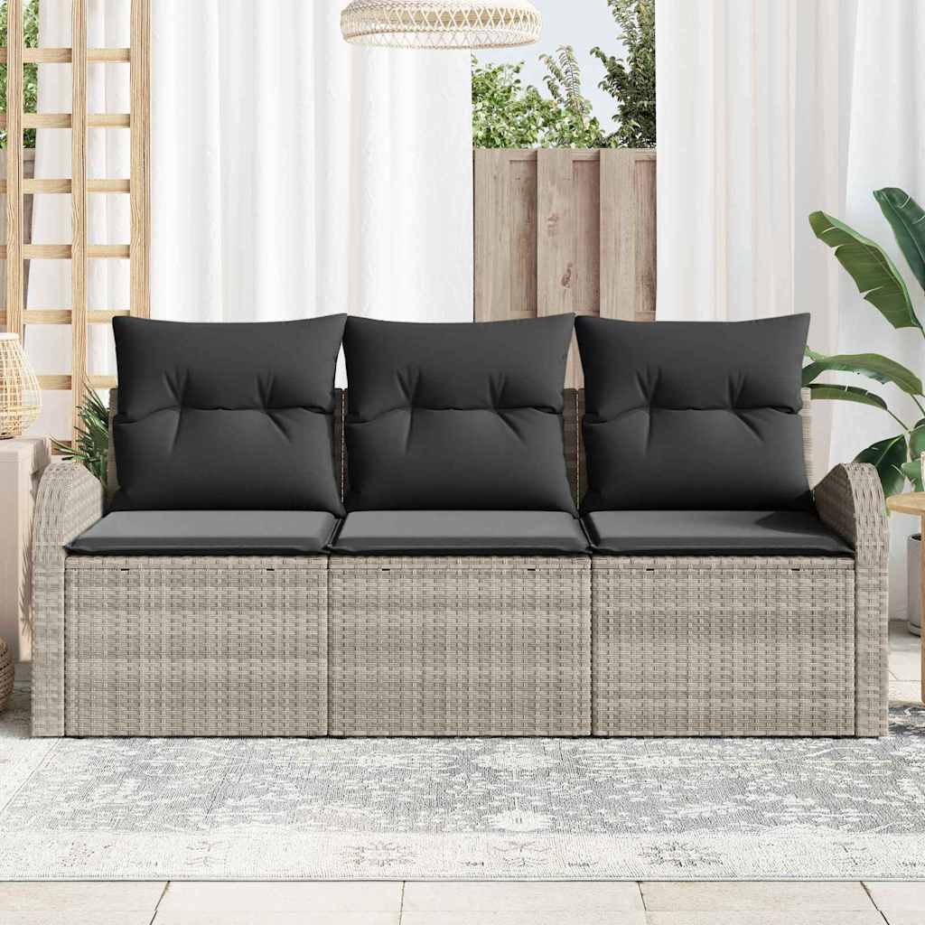 Ensemble de canapé de jardin 3 pcs Gris clair Poly rotin