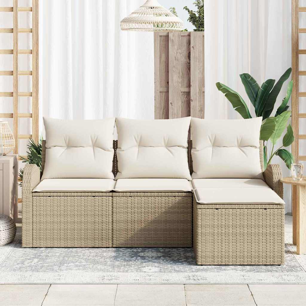 Ensemble de canapé de jardin Beige polyrotin