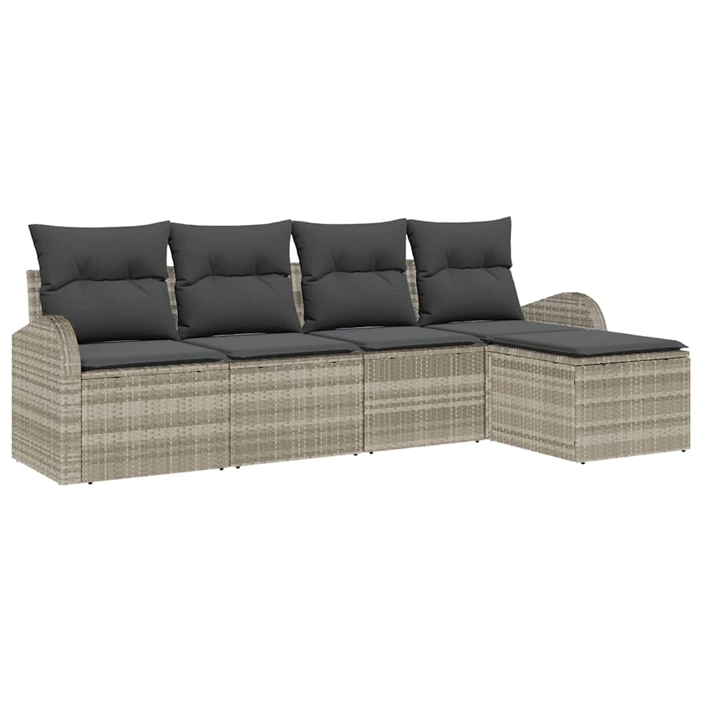 Ensemble de canapé de jardin 5 pcs Gris clair polyrotin