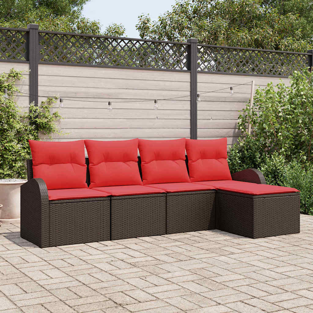 Ensemble de canapé de jardin 5 pc Marron polyrotin