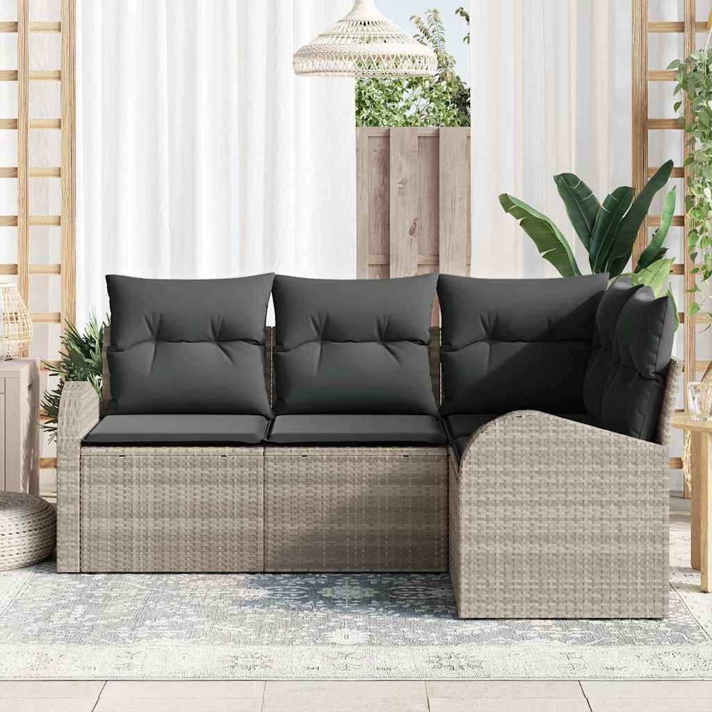 Ensemble de canapé de jardin 4 pcs Gris clair polyrotin