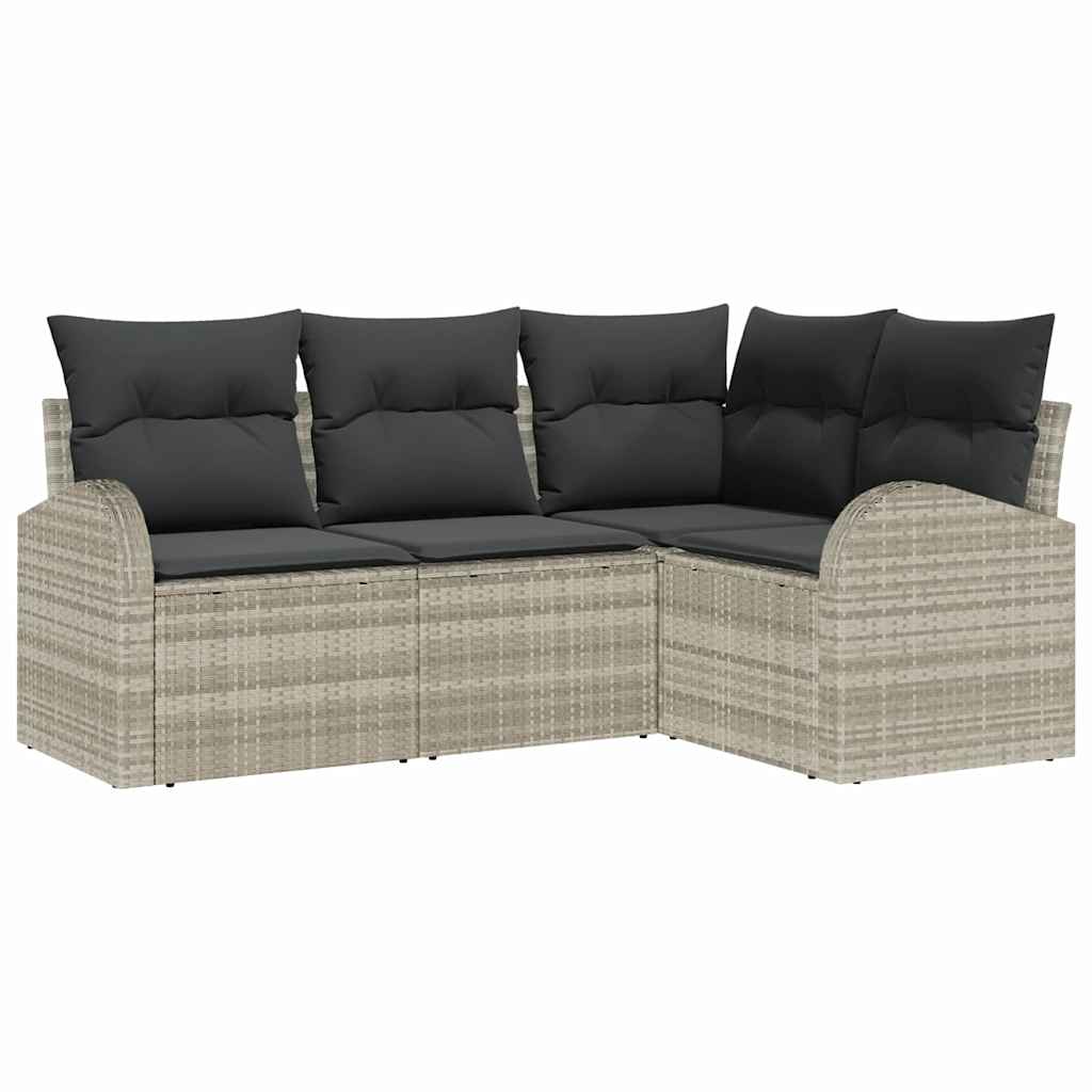 Ensemble de canapé de jardin 4 pcs Gris clair polyrotin