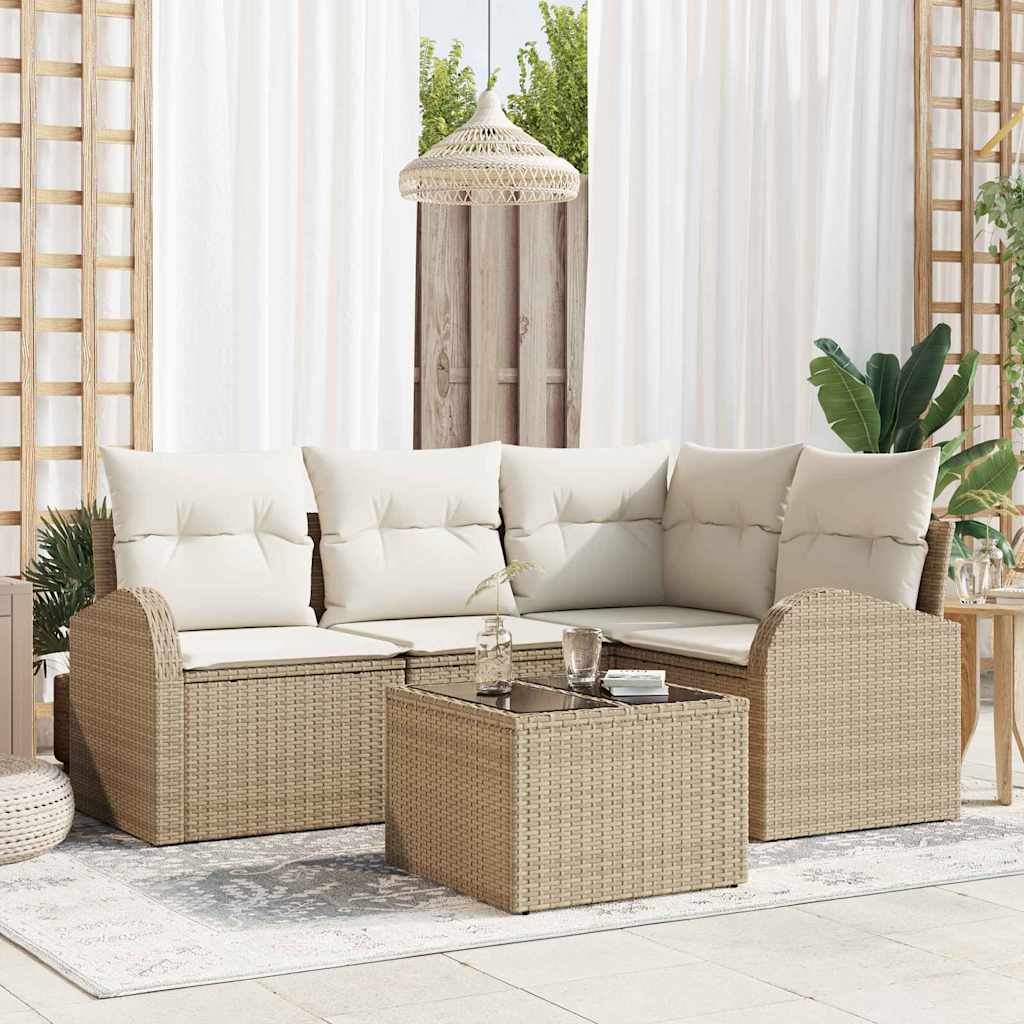 Ensemble de canapé de jardin Beige polyrotin