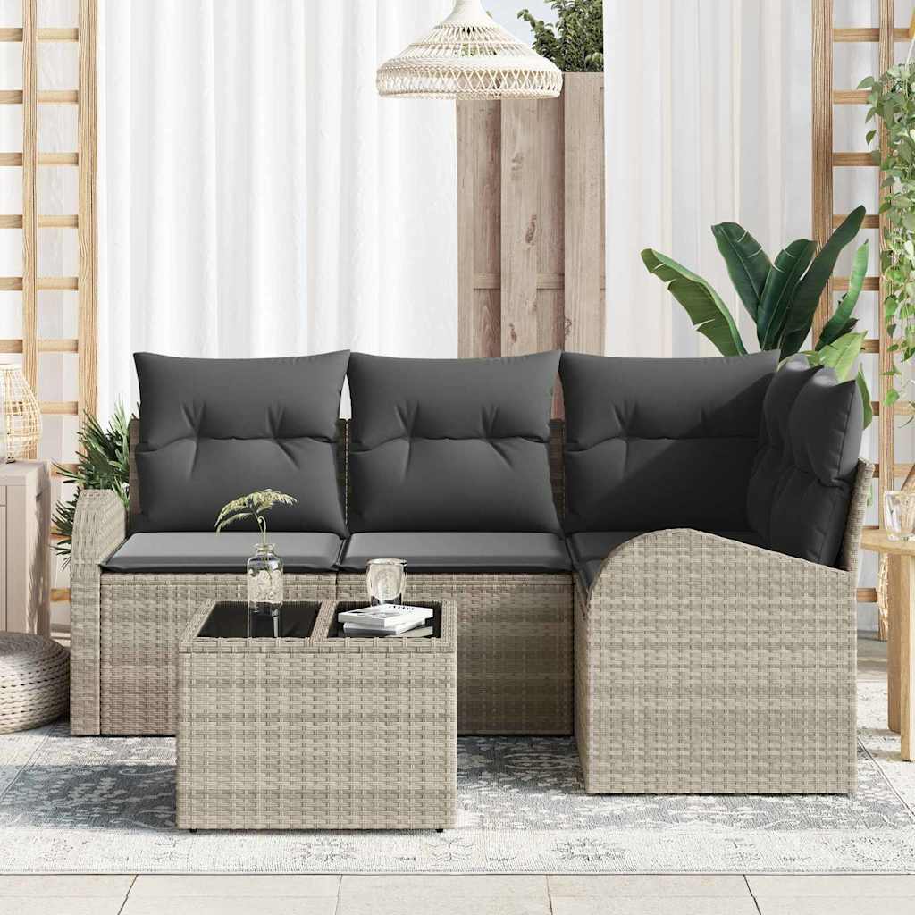 Ensemble de canapé de jardin 5 pcs Gris clair polyrotin