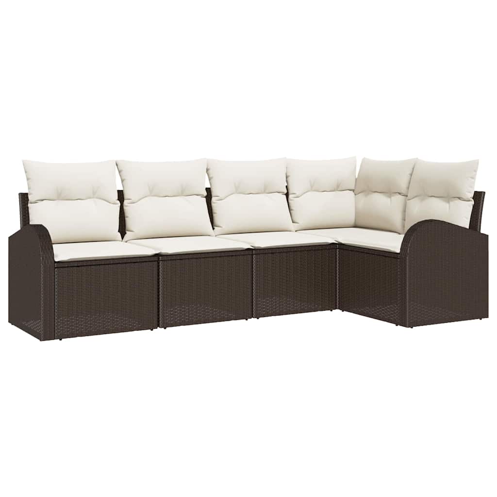Ensemble de Canapés avec coussin 5 pcs Marron Polyester