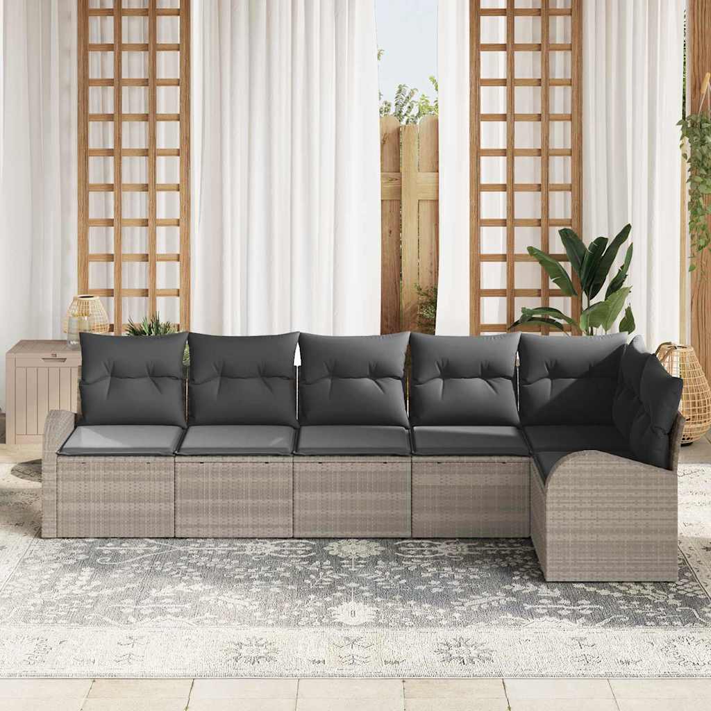 Ensemble de canapé de jardin 6 pcs Gris clair Poly rotin
