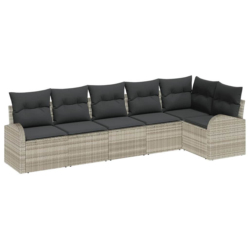 Ensemble de canapé de jardin 6 pcs Gris clair Poly rotin