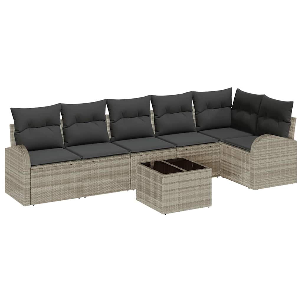 Ensemble de canapé de jardin 7 pcs Gris clair Poly rotin