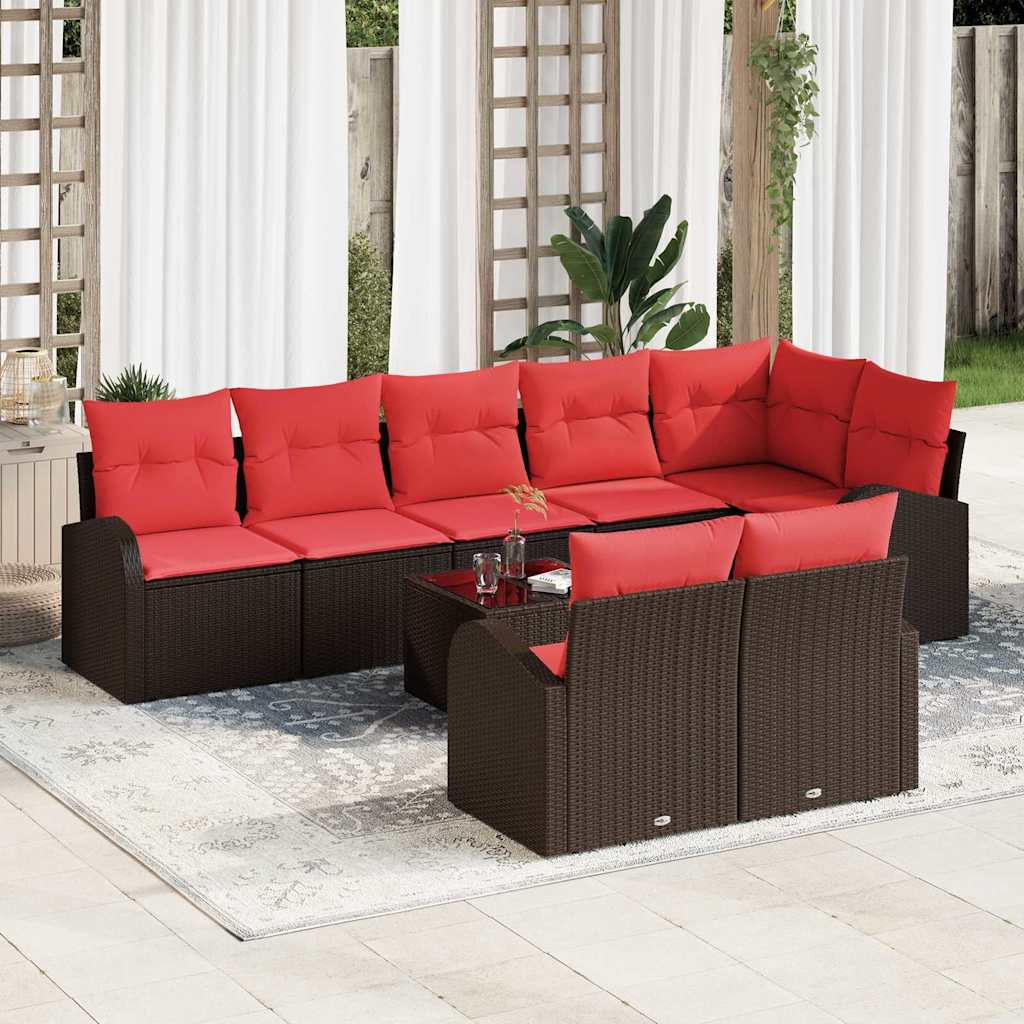 Ensemble de canapé de jardin 9 pc Marron polyrotin