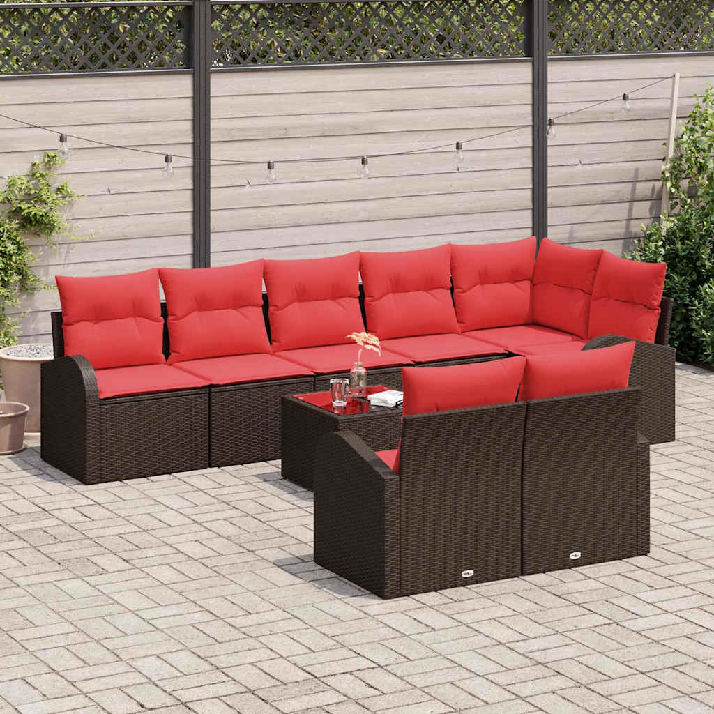 Ensemble de canapé de jardin 9 pcs Marron polyrotin