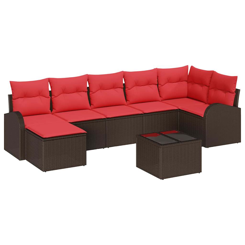 Ensemble de canapé de jardin 8 pcs Marron Poly Rattan