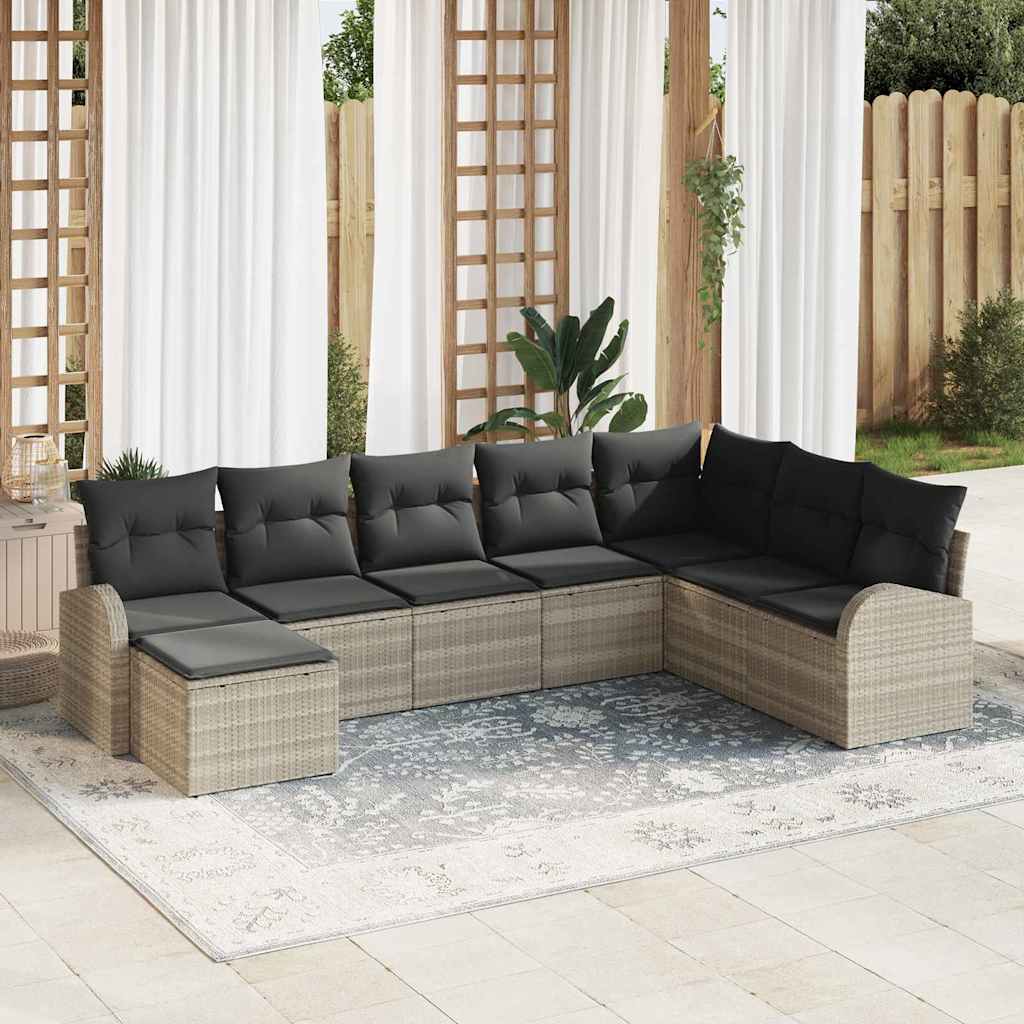 Ensemble de canapé de jardin 8 pc Gris clair