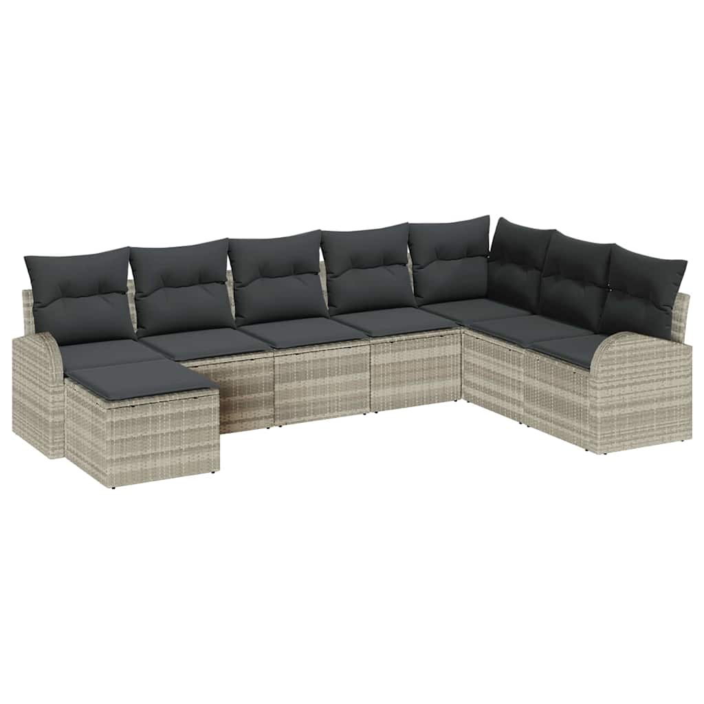 Ensemble de canapé de jardin 8 pcs Gris clair Poly rotin