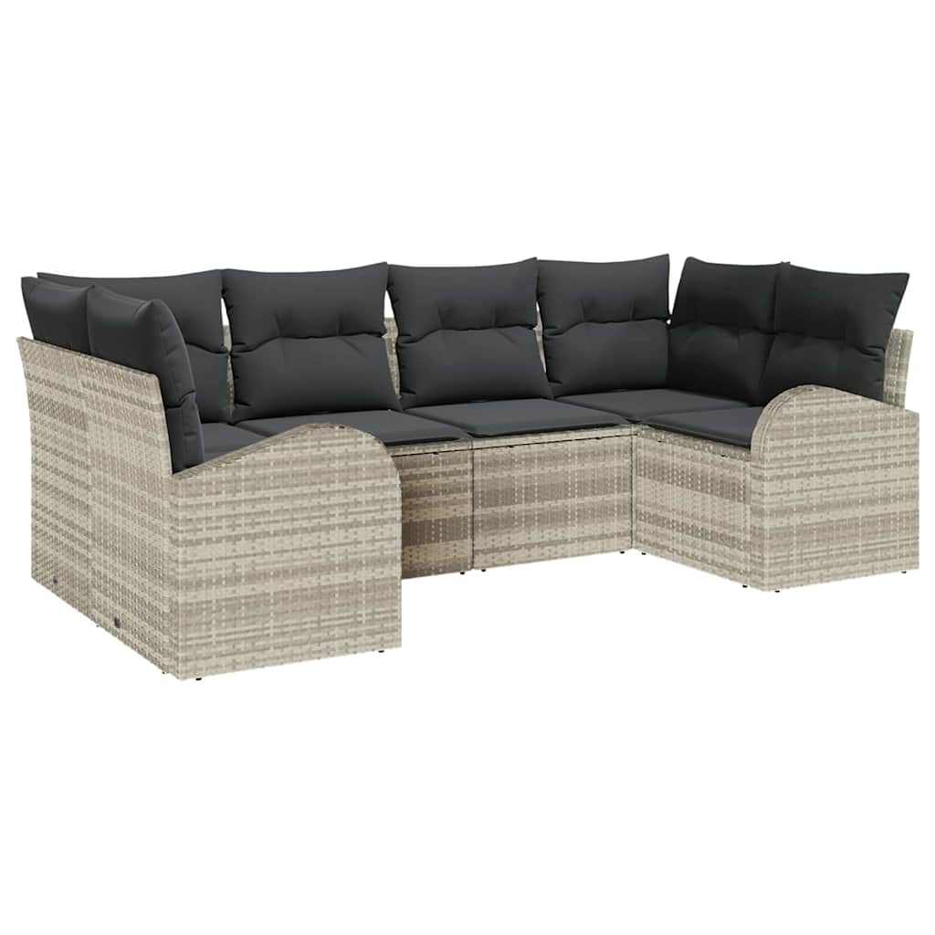 Ensemble de canapé de jardin 6 pcs Gris clair Poly Rattan