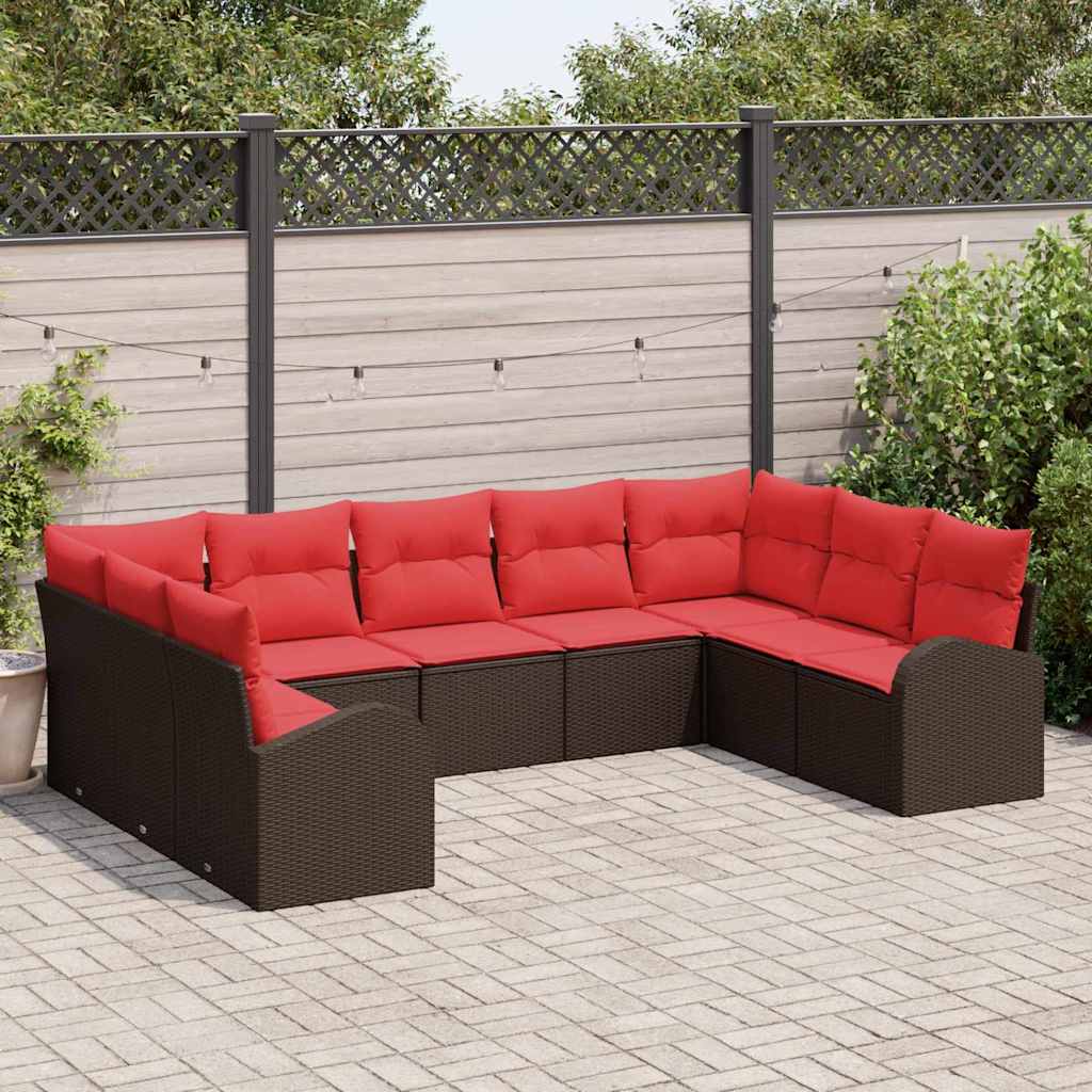 Ensemble de Canapés avec coussin Marron Poly Rattan