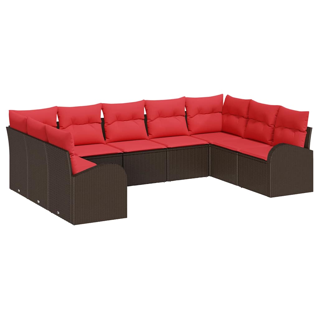 Ensemble de Canapés avec coussin Marron Poly Rattan