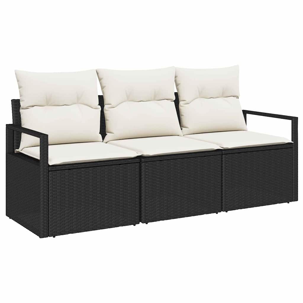 Ensemble de Canapés 3 pcs Noir polyrotin