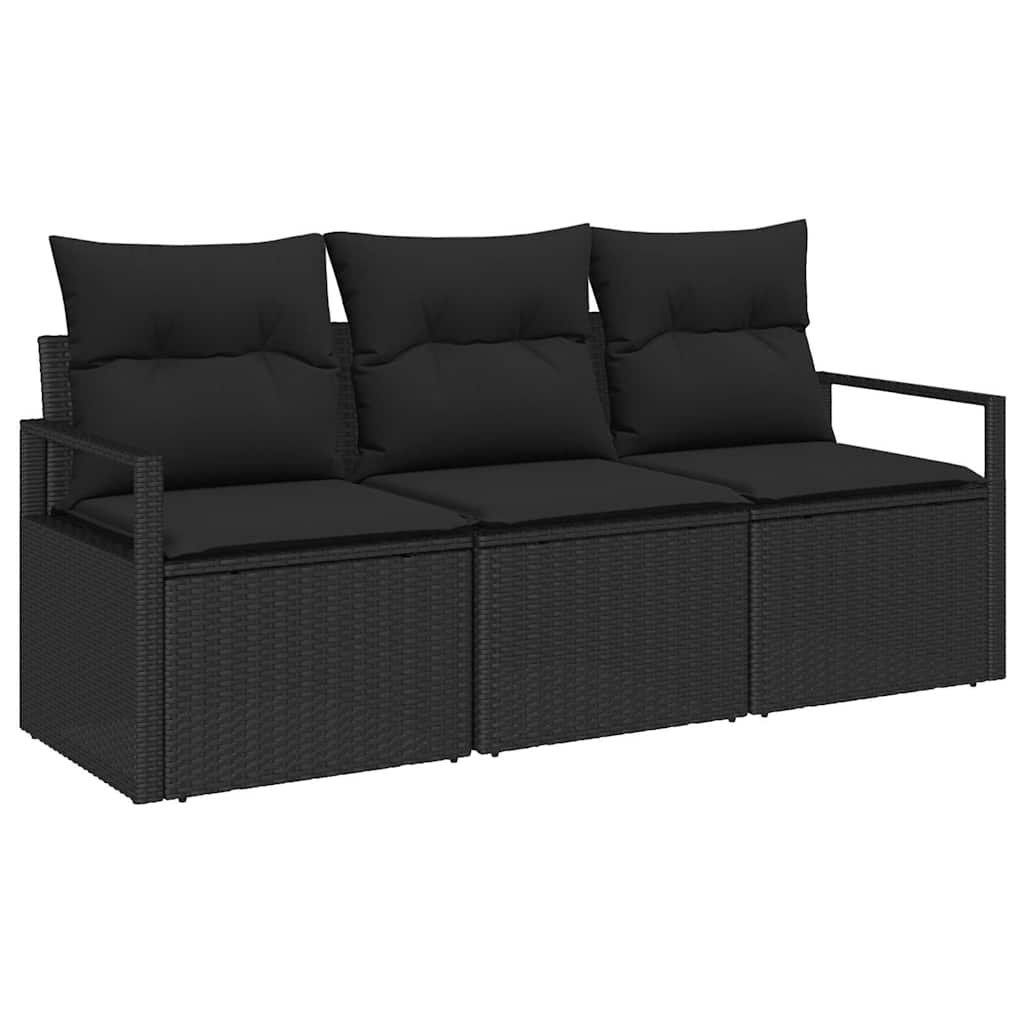 Ensemble de Canapés 3 pc Noir polyrotin