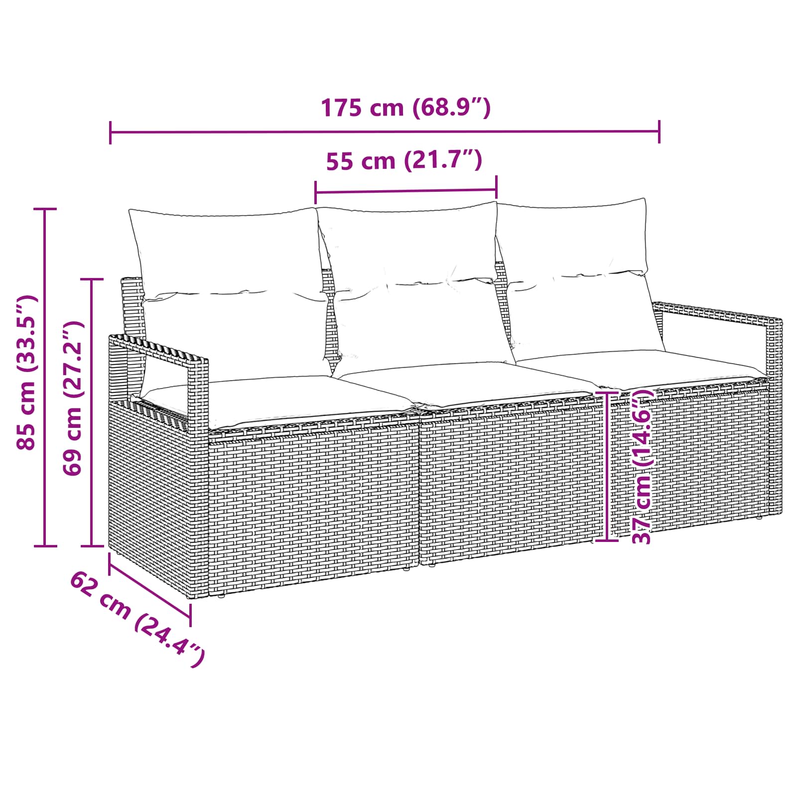 Ensemble de Canapés 3 pcs Marron polyrotin