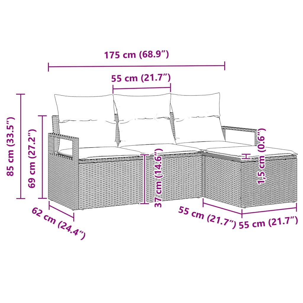Ensemble de Canapés 4 pcs Marron polyrotin