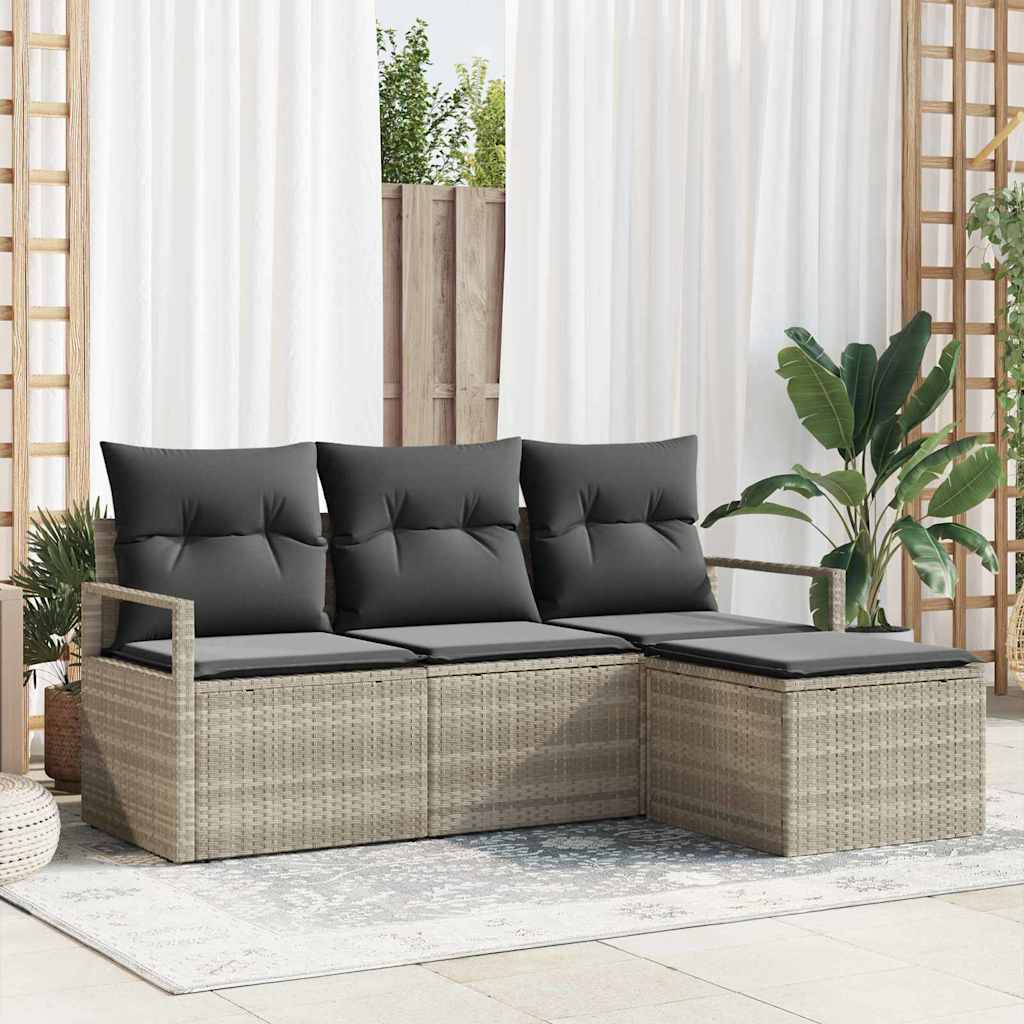 Ensemble de Canapés 4 pc Gris clair polyrotin
