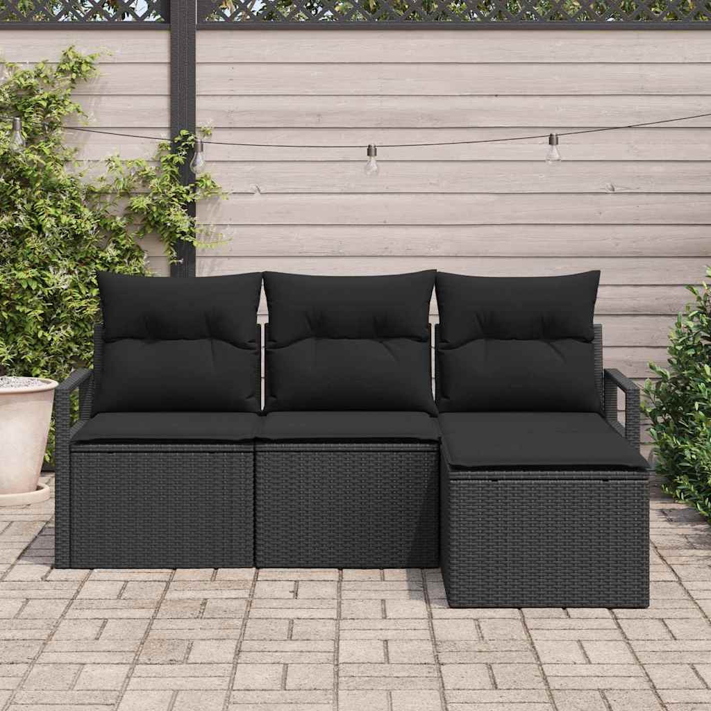 Ensemble de Canapés 4 pc Noir polyrotin