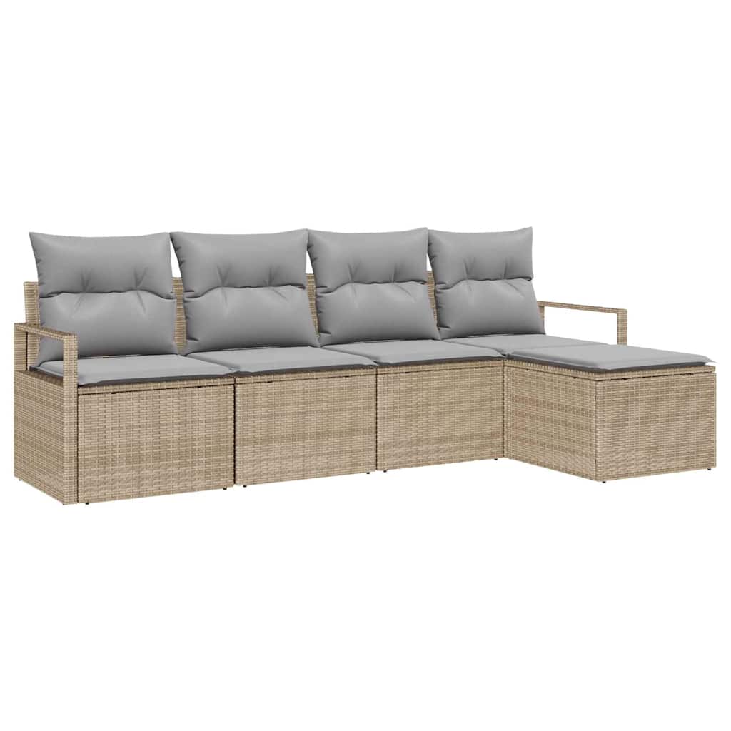 Ensemble de Canapés avec coussin 5 pcs Beige polyrotin