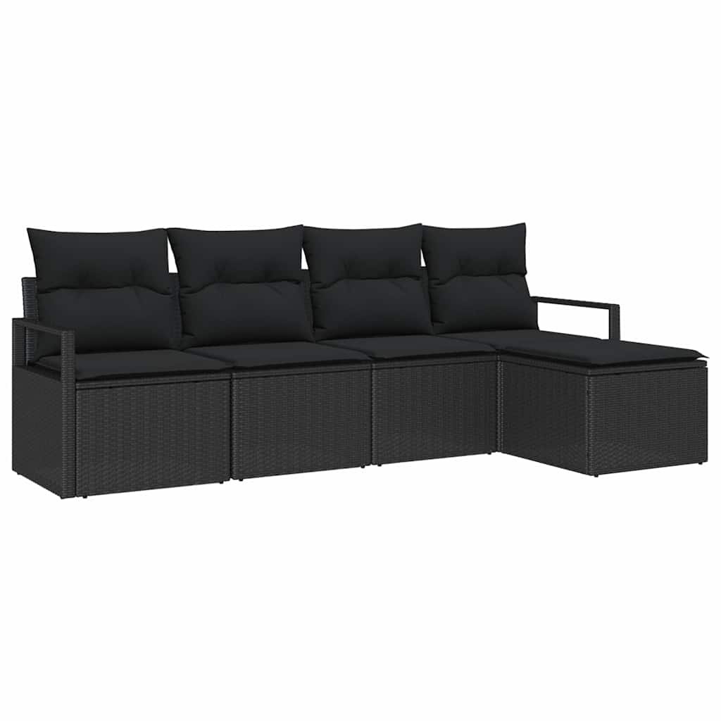 Ensemble de Canapés avec coussin 5 pcs Noir polyrotin