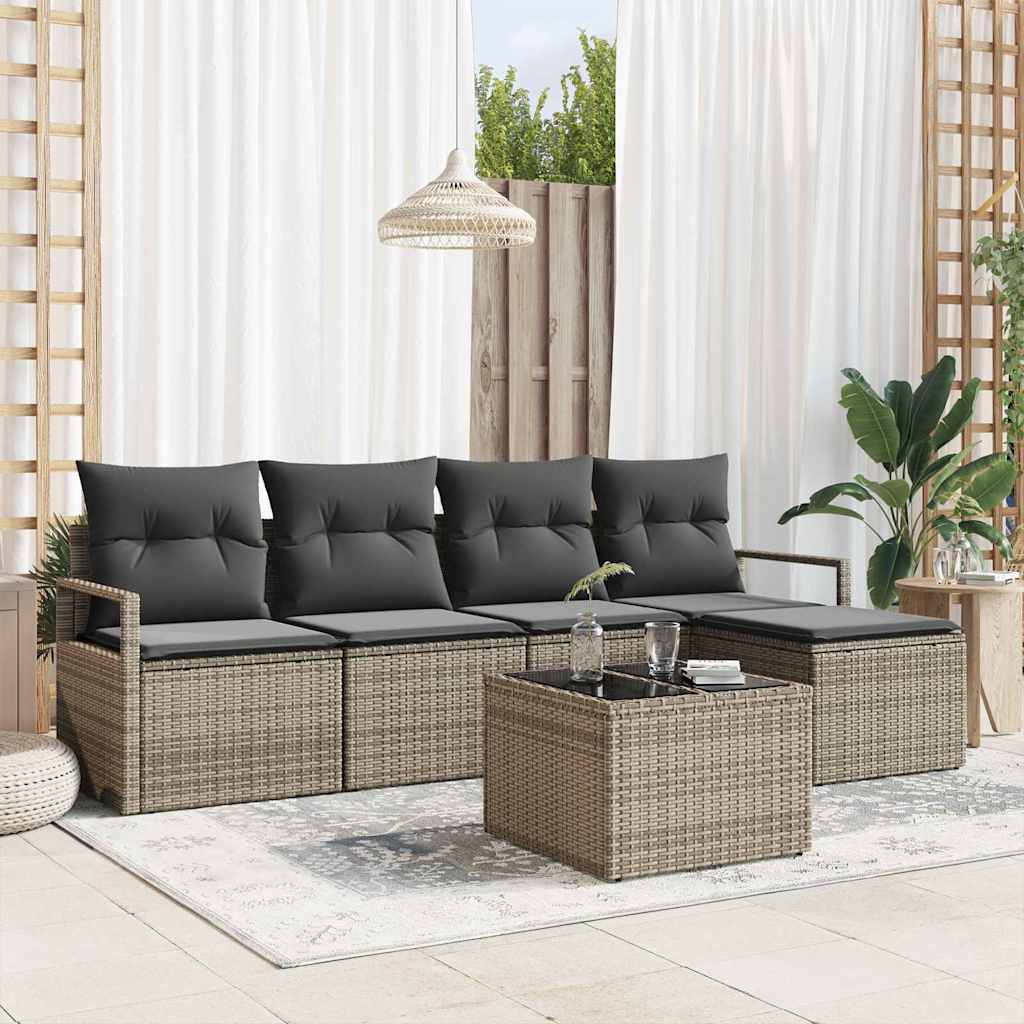 Ensemble de Canapés 6 pc Gris polyrotin
