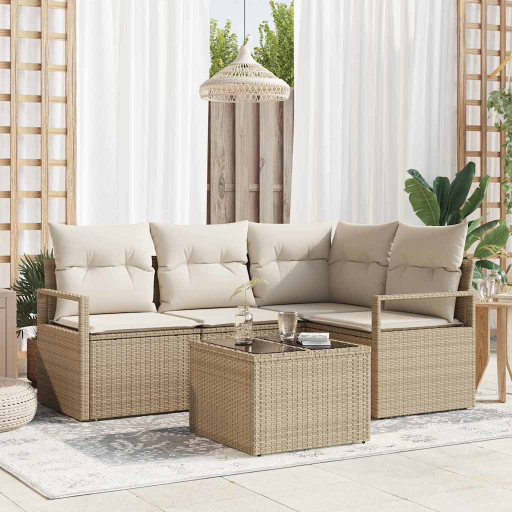Ensemble de Canapés 5 pcs Beige polyrotin