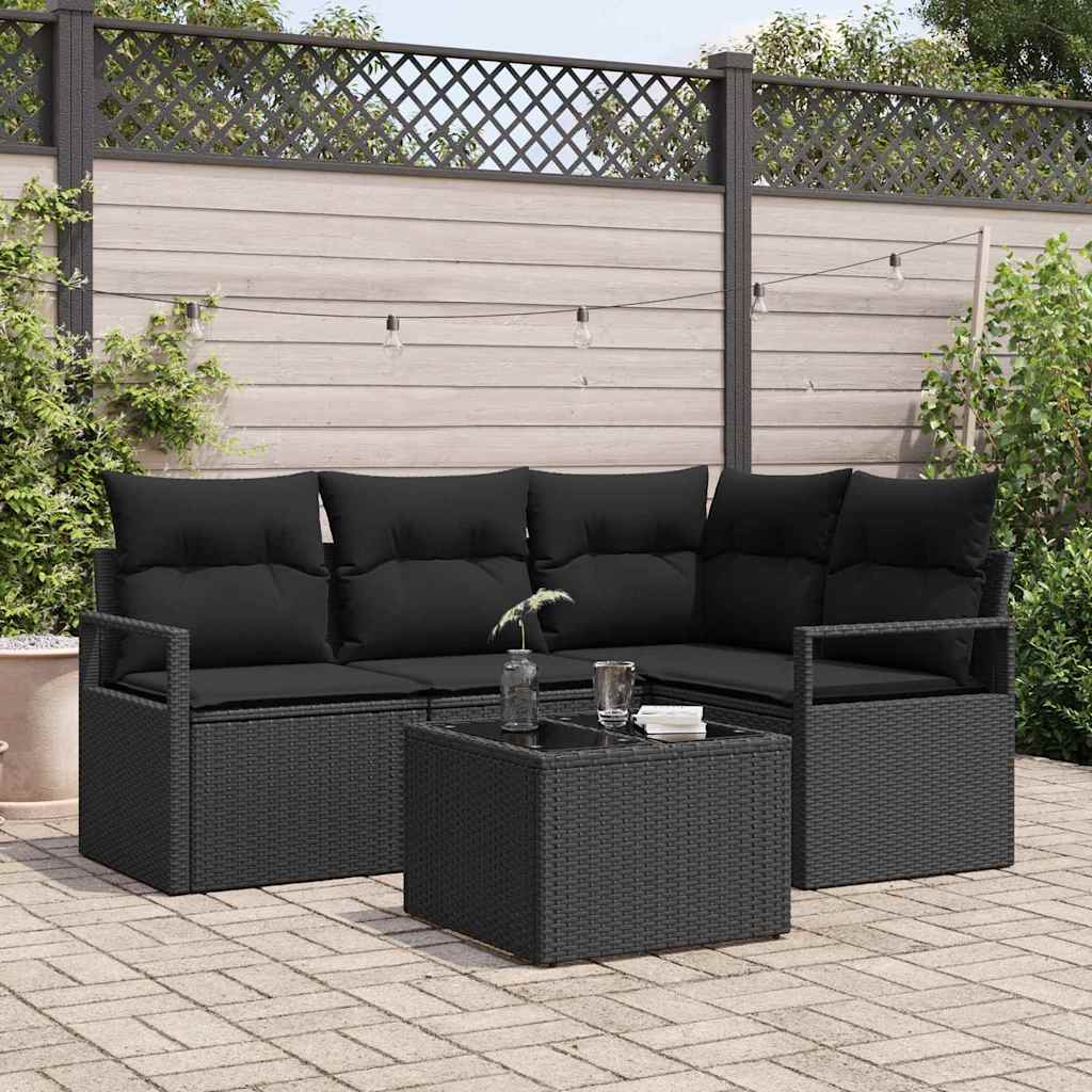 Ensemble de Canapés 5 pc Noir polyrotin