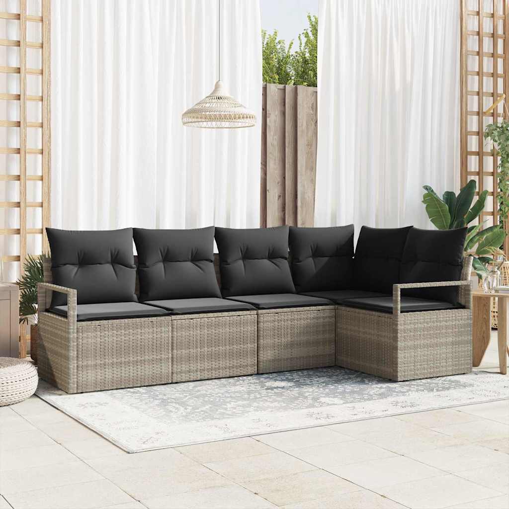 Ensemble de Canapés 5 pc Gris clair polyrotin