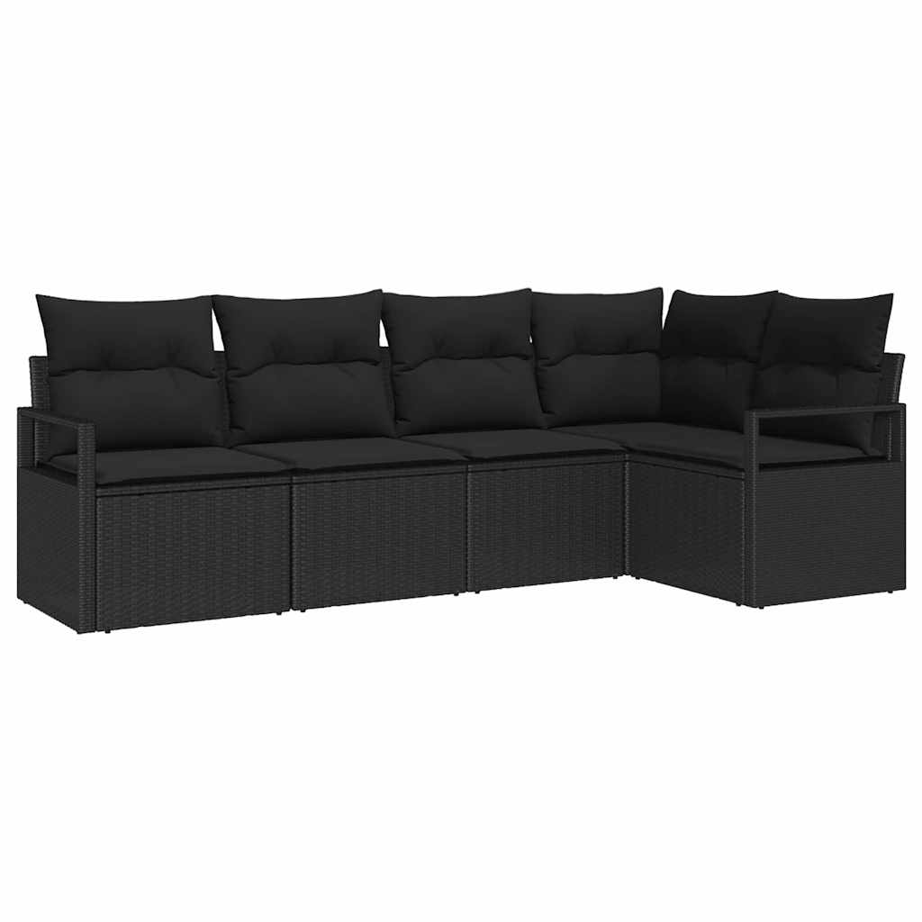 Ensemble de Canapés 5 pc Noir polyrotin