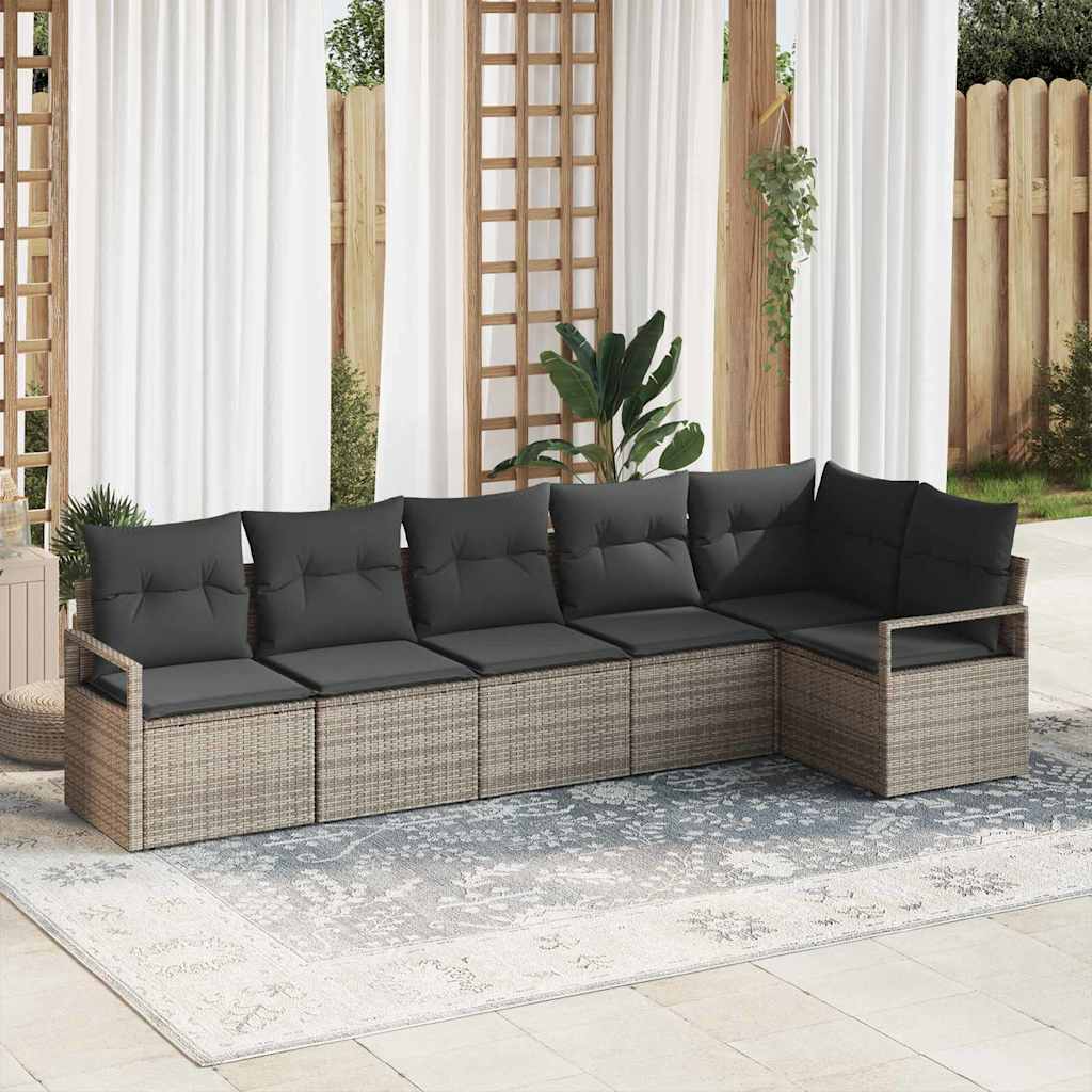 Ensemble de Canapés 6 pc Gris polyrotin