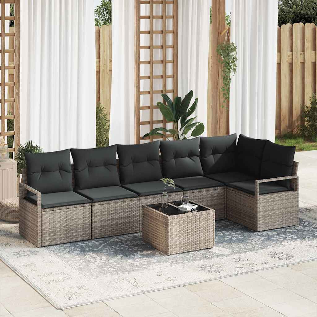 Ensemble de Canapés 7 pc Gris polyrotin