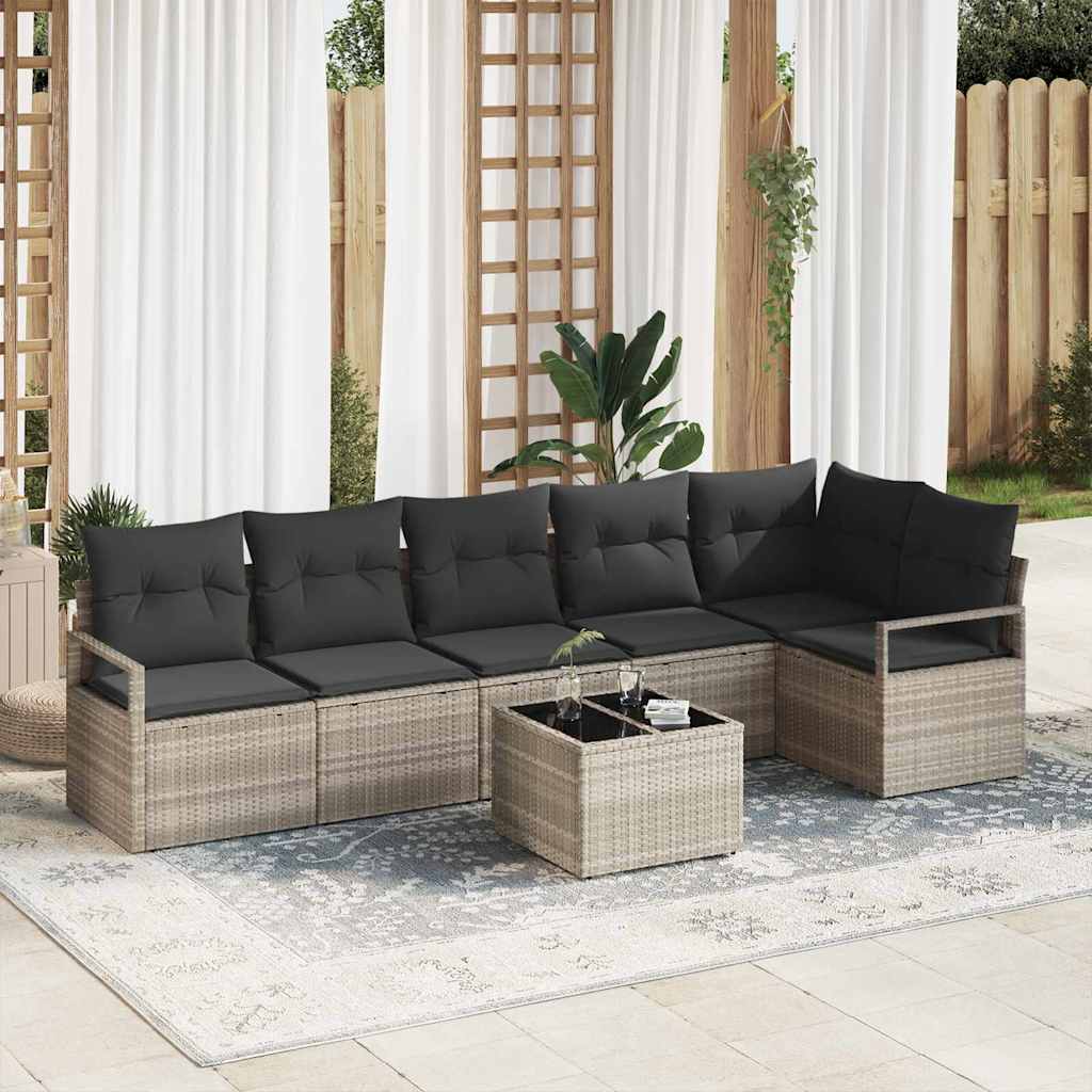 Ensemble de Canapés 7 pc Gris clair polyrotin