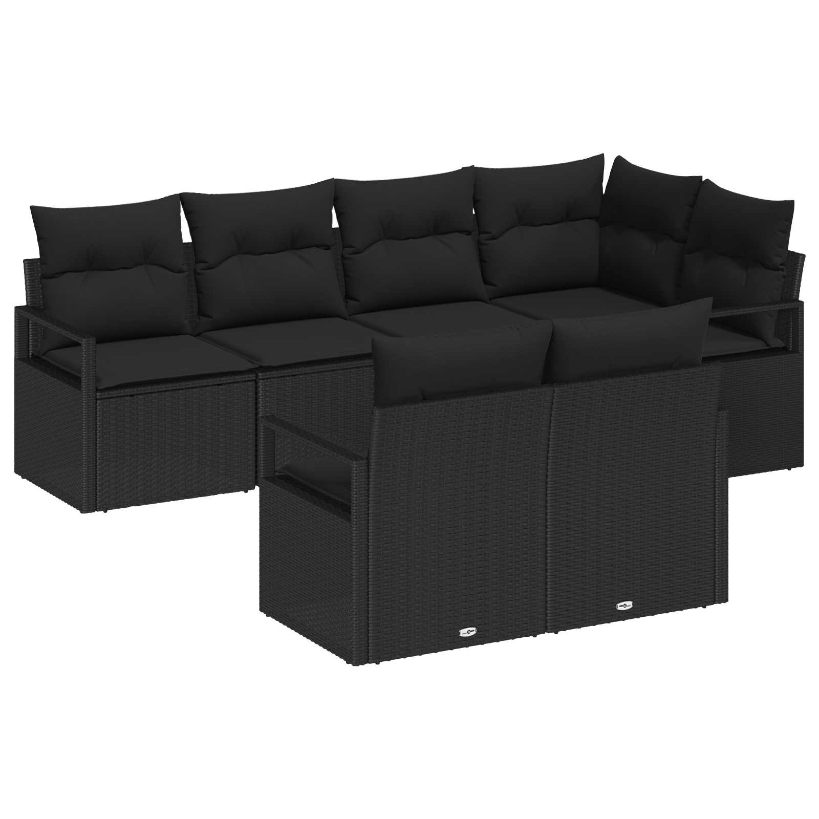 Ensemble de Canapés 7 pc Noir polyrotin