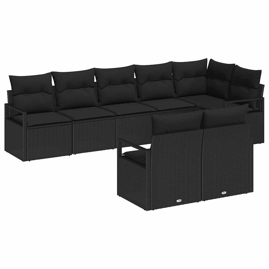 Ensemble de Canapés 8 pcs Noir polyrotin