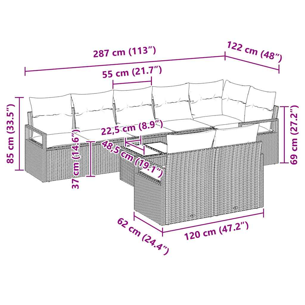 Ensemble de Canapés 9 pcs Marron polyrotin