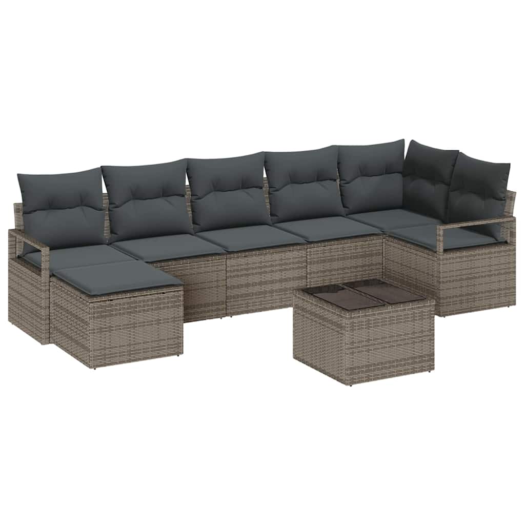 Ensemble de Canapés avec coussin 8 pcs Gris polyrotin
