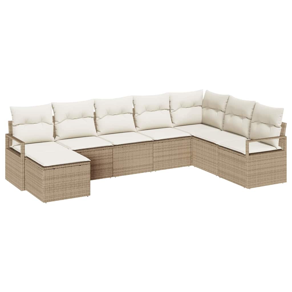Ensemble de Canapés avec coussin 8 pcs Beige polyrotin
