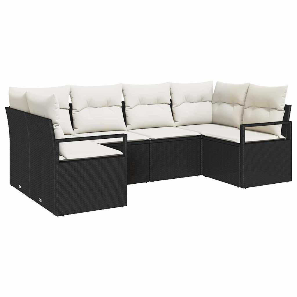 Ensemble de Canapés avec coussin 6 pcs Noir polyrotin