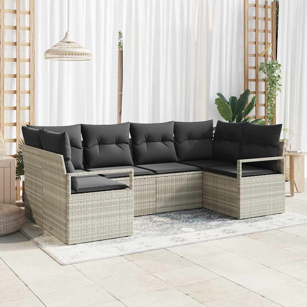 Ensemble de Canapés 6 pc Gris clair polyrotin