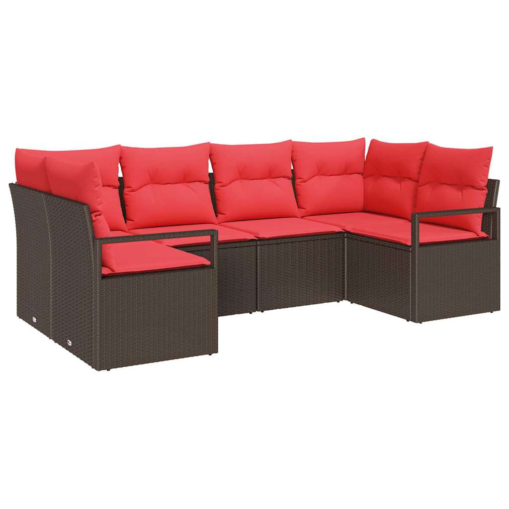 Ensemble de Canapés avec coussin 6 pcs Marron Poly Rattan
