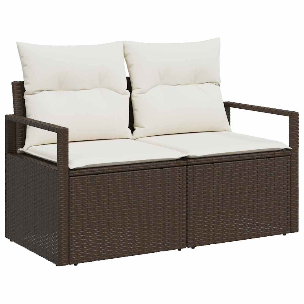 Ensemble de Canapés avec coussin 10 pcs Marron polyrotin
